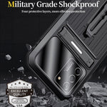 Militärklassat stötsäkert TPU + metallstöd hybridmobilskal med skärmskydd i härdat glas för Samsung Galaxy S21 4G/5G