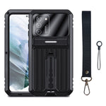 Militärklassat stötsäkert TPU + metallstöd hybridmobilskal med skärmskydd i härdat glas för Samsung Galaxy S21 4G/5G