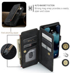 For iPhone 13 Phone Cases with Strap CASEME C30 Zipper Multiple Card Holder PU Leather Cover