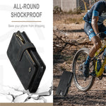 For iPhone 13 Phone Cases with Strap CASEME C30 Zipper Multiple Card Holder PU Leather Cover