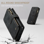 For iPhone 13 Phone Cases with Strap CASEME C30 Zipper Multiple Card Holder PU Leather Cover