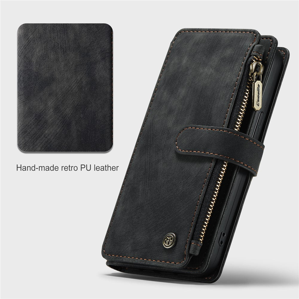 For iPhone 13 Phone Cases with Strap CASEME C30 Zipper Multiple Card Holder PU Leather Cover