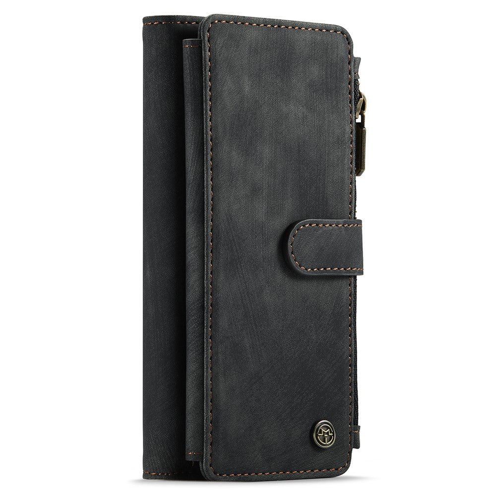 For iPhone 13 Phone Cases with Strap CASEME C30 Zipper Multiple Card Holder PU Leather Cover