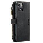 For iPhone 13 Phone Cases with Strap CASEME C30 Zipper Multiple Card Holder PU Leather Cover
