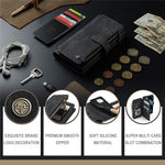 For iPhone 13 Phone Cases with Strap CASEME C30 Zipper Multiple Card Holder PU Leather Cover