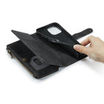 For iPhone 13 Pro Phone Cases with Strap CASEME C30 Zipper Multiple Card Holder PU Leather Cover