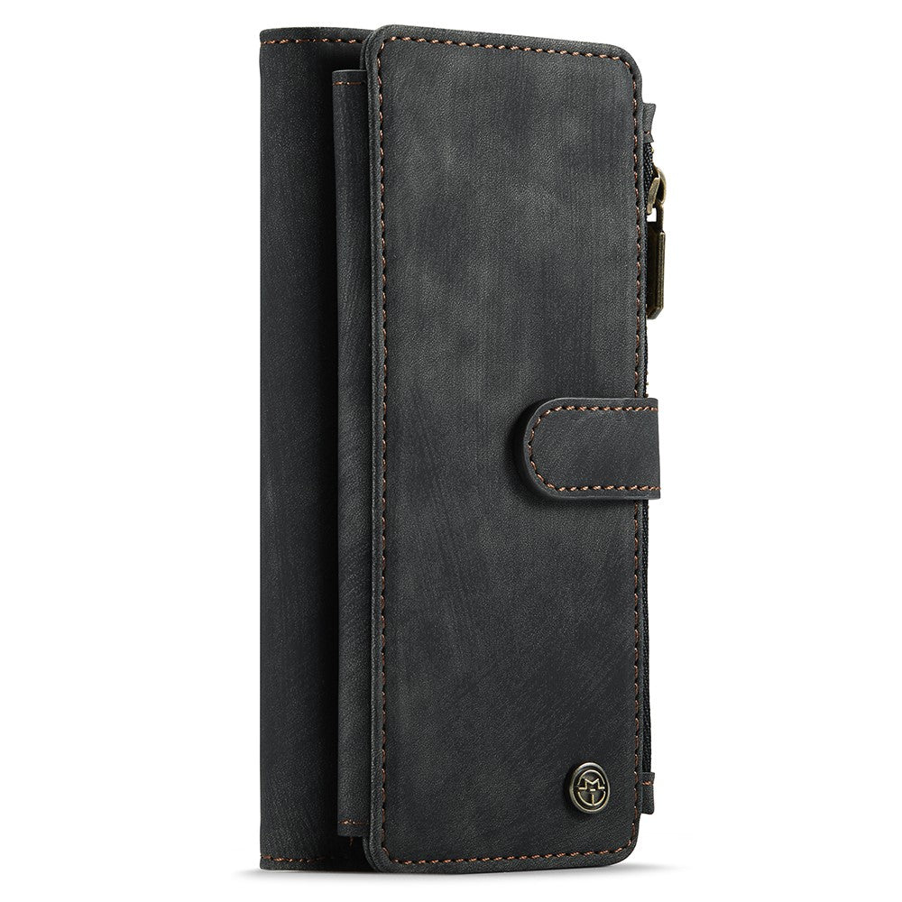 For iPhone 13 Pro Phone Cases with Strap CASEME C30 Zipper Multiple Card Holder PU Leather Cover