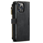 For iPhone 13 Pro Phone Cases with Strap CASEME C30 Zipper Multiple Card Holder PU Leather Cover