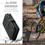 For iPhone 13 mini Phone Cases with Strap CASEME C30 Zipper Multiple Card Holder PU Leather Cover