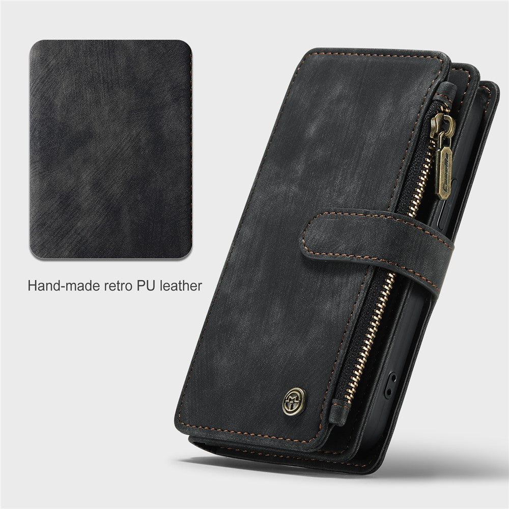For iPhone 13 mini Phone Cases with Strap CASEME C30 Zipper Multiple Card Holder PU Leather Cover