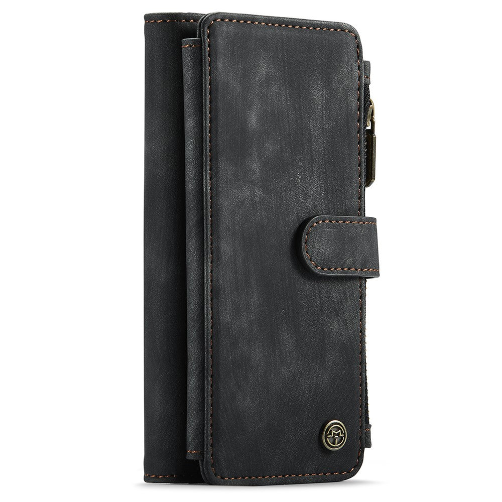 For iPhone 13 mini Phone Cases with Strap CASEME C30 Zipper Multiple Card Holder PU Leather Cover