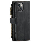 For iPhone 13 mini Phone Cases with Strap CASEME C30 Zipper Multiple Card Holder PU Leather Cover