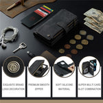 For iPhone 13 mini Phone Cases with Strap CASEME C30 Zipper Multiple Card Holder PU Leather Cover