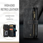 For iPhone 13 mini Phone Cases with Strap CASEME C30 Zipper Multiple Card Holder PU Leather Cover