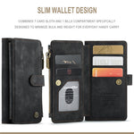 For iPhone 13 mini Phone Cases with Strap CASEME C30 Zipper Multiple Card Holder PU Leather Cover