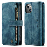 For iPhone 13 mini Phone Cases with Strap CASEME C30 Zipper Multiple Card Holder PU Leather Cover