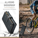 For iPhone 13 Pro Max Phone Cases with Strap CASEME C30 Zipper Multiple Card Holder PU Leather Cover