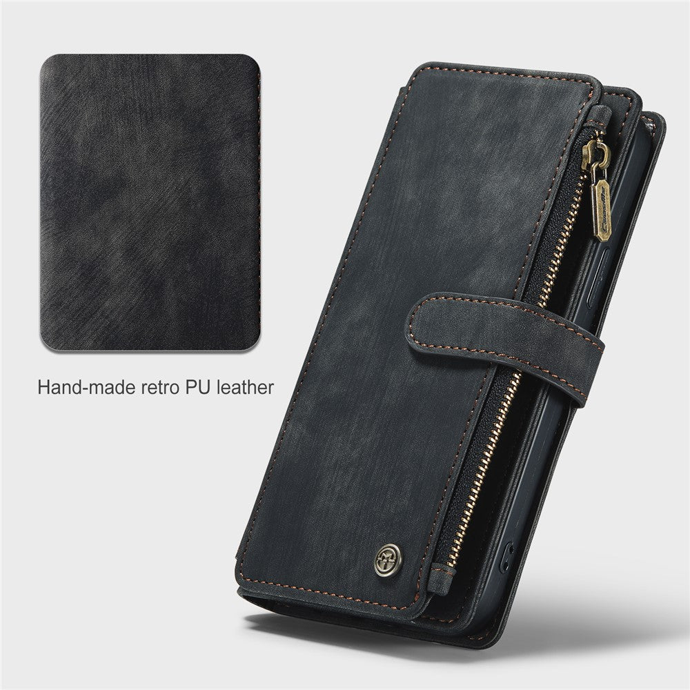 For iPhone 13 Pro Max Phone Cases with Strap CASEME C30 Zipper Multiple Card Holder PU Leather Cover