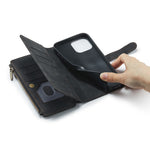 For iPhone 13 Pro Max Phone Cases with Strap CASEME C30 Zipper Multiple Card Holder PU Leather Cover