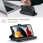 For iPhone 13 Pro Max Phone Cases with Strap CASEME C30 Zipper Multiple Card Holder PU Leather Cover