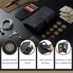 For iPhone 13 Pro Max Phone Cases with Strap CASEME C30 Zipper Multiple Card Holder PU Leather Cover