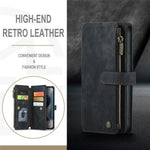 For iPhone 13 Pro Max Phone Cases with Strap CASEME C30 Zipper Multiple Card Holder PU Leather Cover