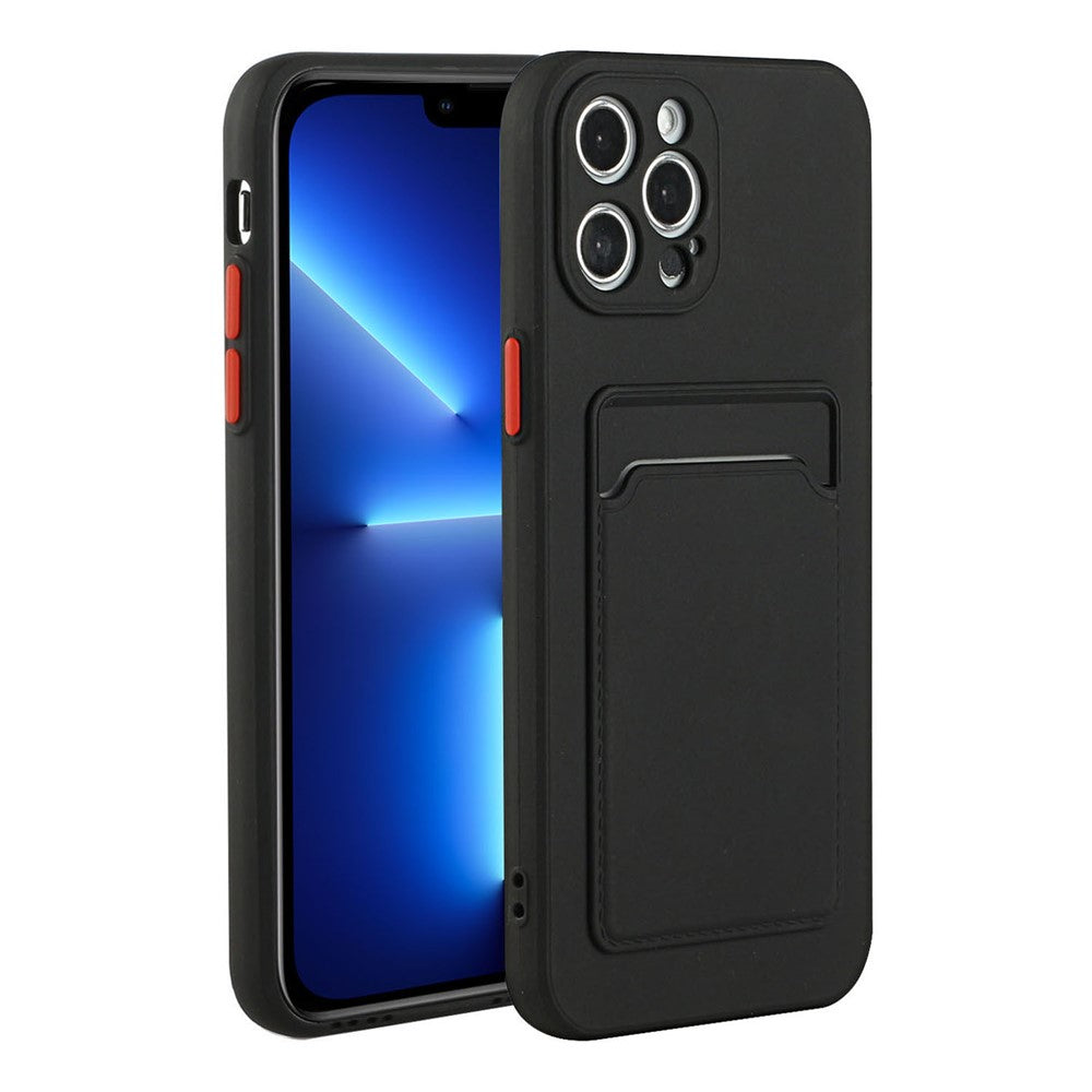 Flexible TPU Phone Case Cover Protector with Outer Card Slot for iPhone 13 Pro Max 6.7 inch