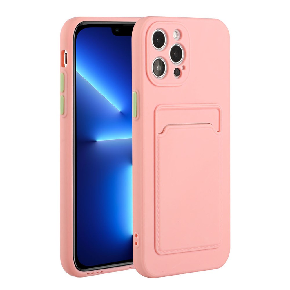 Flexible TPU Phone Case Cover Protector with Outer Card Slot for iPhone 13 Pro Max 6.7 inch