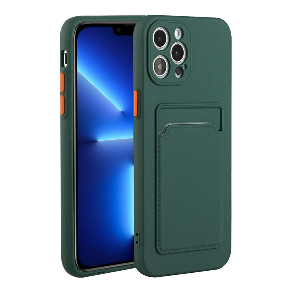 Flexible TPU Phone Case Cover Protector with Outer Card Slot for iPhone 13 Pro Max 6.7 inch