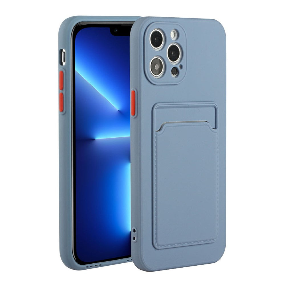 Flexible TPU Phone Case Cover Protector with Outer Card Slot for iPhone 13 Pro Max 6.7 inch