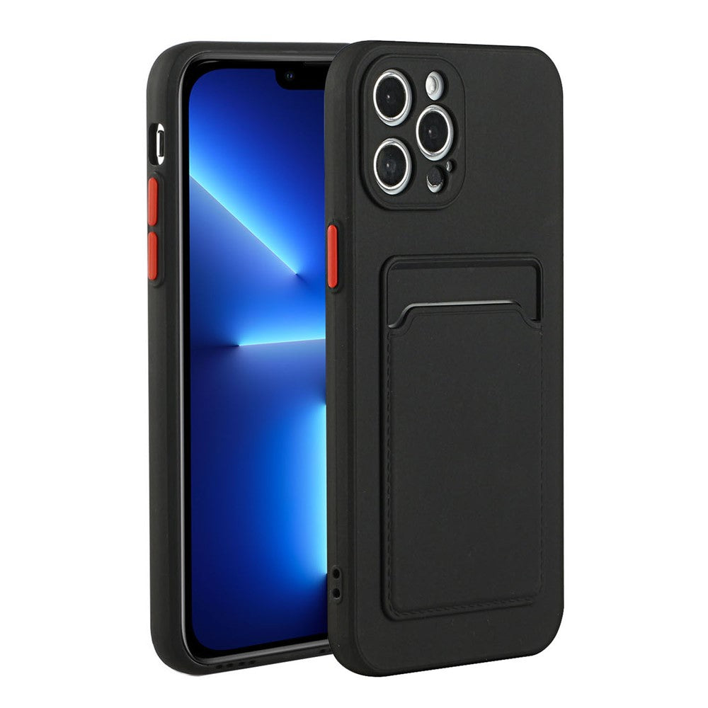 Soft TPU Phone Back Case Cover with Single Card Slot for iPhone 13 Pro 6.1 inch