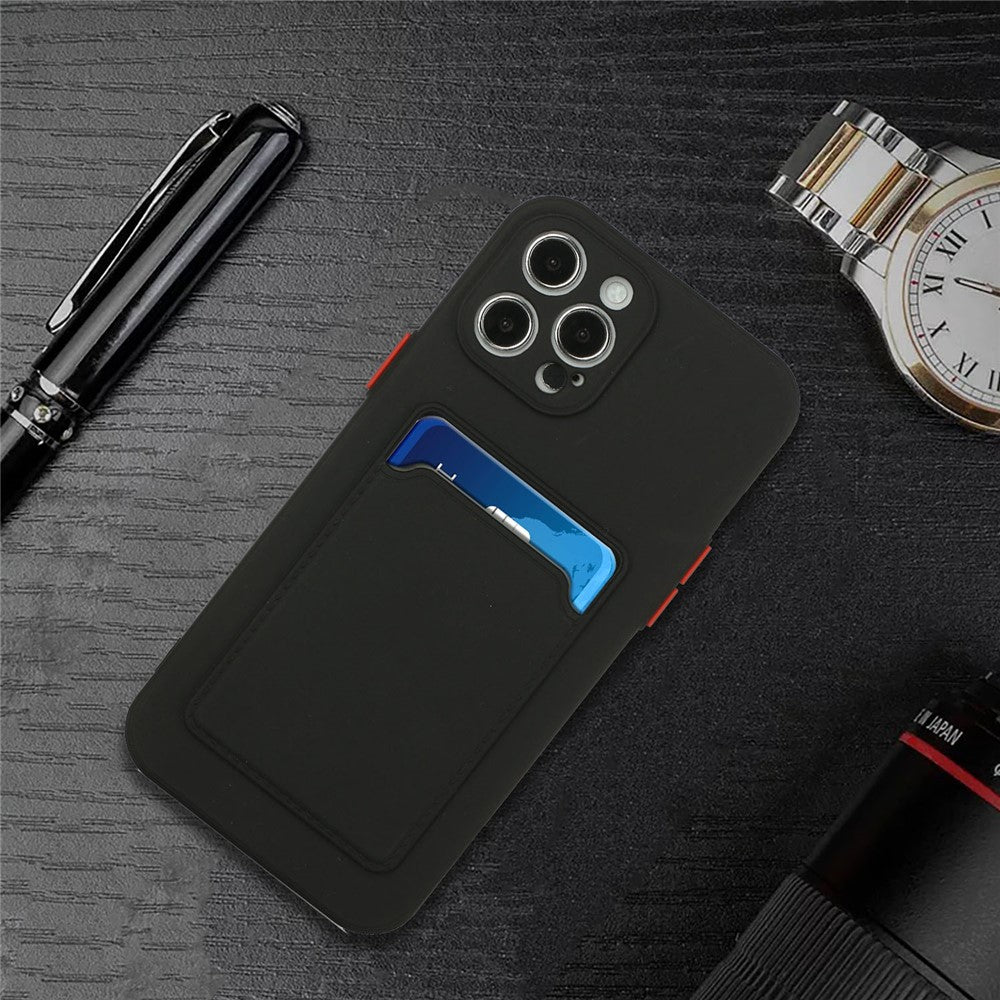 Soft TPU Phone Back Case Cover with Single Card Slot for iPhone 13 Pro 6.1 inch
