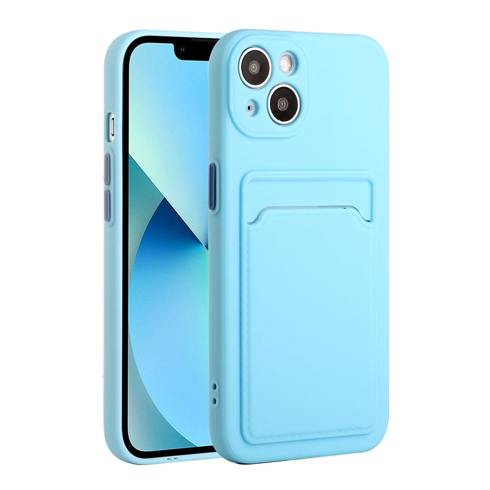 Flexible TPU Phone Back Case Cover with Card Slot for iPhone 13 mini 5.4 inch