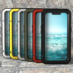 LOVE MEI Stötsäkert, droppsäkert, dammtät hybridskal i metall + silikon med härdat glas för iPhone 13 mini 5,4 tum