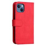 For iPhone 13 Leather Wallet Cases Skin Touch Phone Cover Stand with Strap