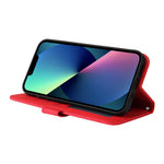 For iPhone 13 Leather Wallet Cases Skin Touch Phone Cover Stand with Strap