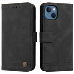 For iPhone 13 Leather Wallet Cases Skin Touch Phone Cover Stand with Strap