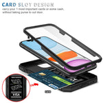 Ring Kickstand Hårdt PC-bagcover + Bløde TPU Stødabsorberende Kofangere Beskyttelsescover med Skydbart Kameralåg til iPhone 12 6.1 tommer