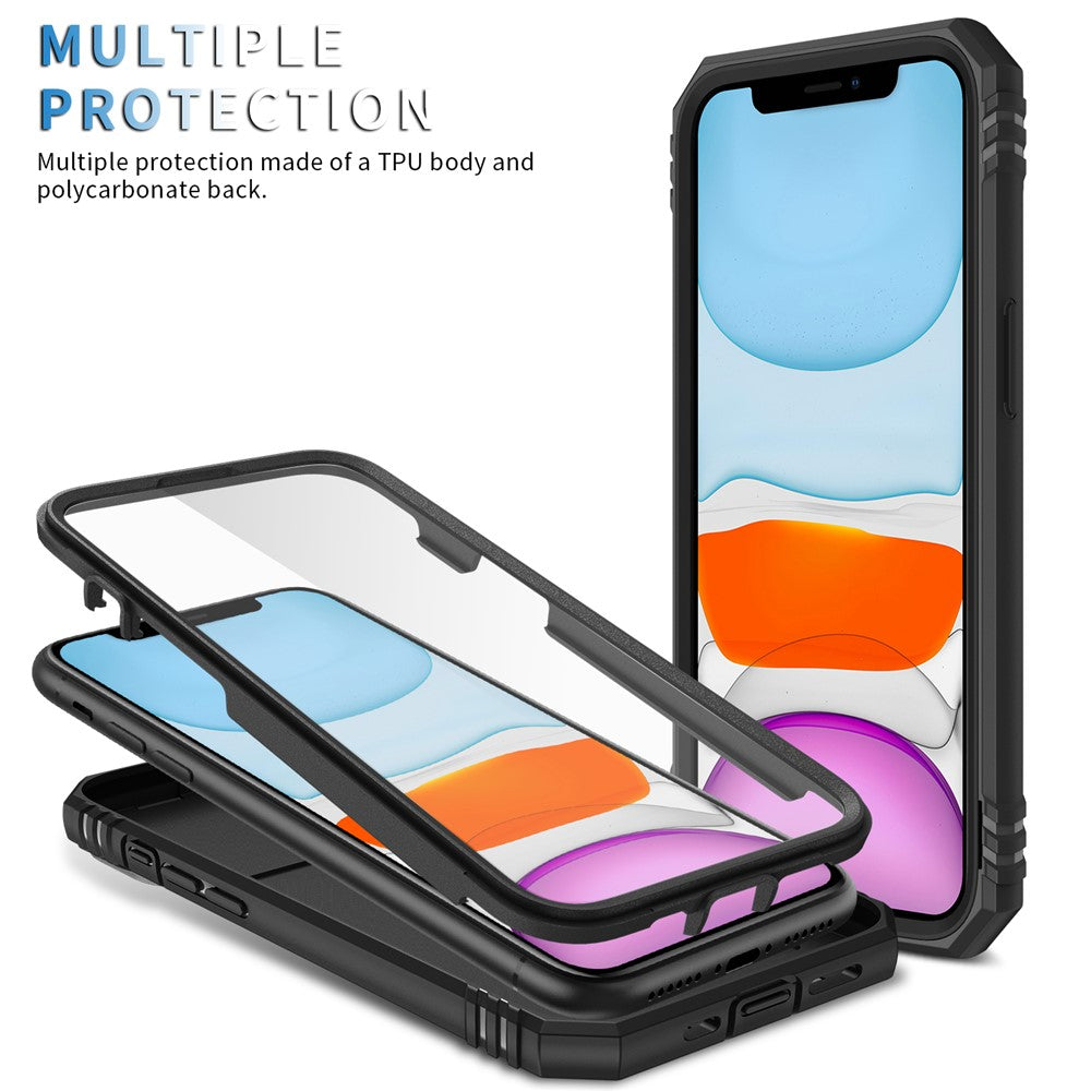 Ring Kickstand Hårdt PC-bagcover + Bløde TPU Stødabsorberende Kofangere Beskyttelsescover med Skydbart Kameralåg til iPhone 12 6.1 tommer