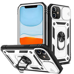 Ring Kickstand PC + TPU Impact-Resistant Bumpers Armor Protective Case with Slide Camera Lens Protection for iPhone 11 6.1 inch