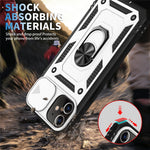Ring Kickstand PC + TPU Impact-Resistant Bumpers Armor Protective Case with Slide Camera Lens Protection for iPhone 11 6.1 inch