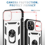 Ring Kickstand PC + TPU Impact-Resistant Bumpers Armor Protective Case with Slide Camera Lens Protection for iPhone 11 6.1 inch