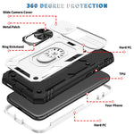 Ring Kickstand PC + TPU Impact-Resistant Bumpers Armor Protective Case with Slide Camera Lens Protection for iPhone 11 6.1 inch