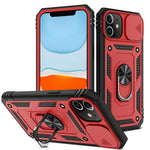 Ring Kickstand PC + TPU Impact-Resistant Bumpers Armor Protective Case with Slide Camera Lens Protection for iPhone 11 6.1 inch