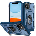 Ring Kickstand PC + TPU Impact-Resistant Bumpers Armor Protective Case with Slide Camera Lens Protection for iPhone 11 6.1 inch