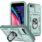 Ring Kickstand Hårdt PC-bagcover + Blødt TPU-kant Beskyttende Stødsikkert Etui med Kameracover til iPhone 6 / SE (2022)/SE (2020)/8/7