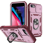 Ring Kickstand Hårdt PC-bagcover + Blødt TPU-kant Beskyttende Stødsikkert Etui med Kameracover til iPhone 6 / SE (2022)/SE (2020)/8/7