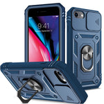 Ring Kickstand Hårdt PC-bagcover + Blødt TPU-kant Beskyttende Stødsikkert Etui med Kameracover til iPhone 6 / SE (2022)/SE (2020)/8/7