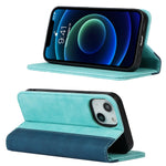 Scratch Resistant Phone Cover Full Protection Auto-absorbed Bi-color Splicing Design Leather Wallet Phone Case for iPhone 13 mini 5.4 inch