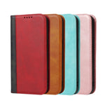 Scratch Resistant Phone Cover Full Protection Auto-absorbed Bi-color Splicing Design Leather Wallet Phone Case for iPhone 13 mini 5.4 inch